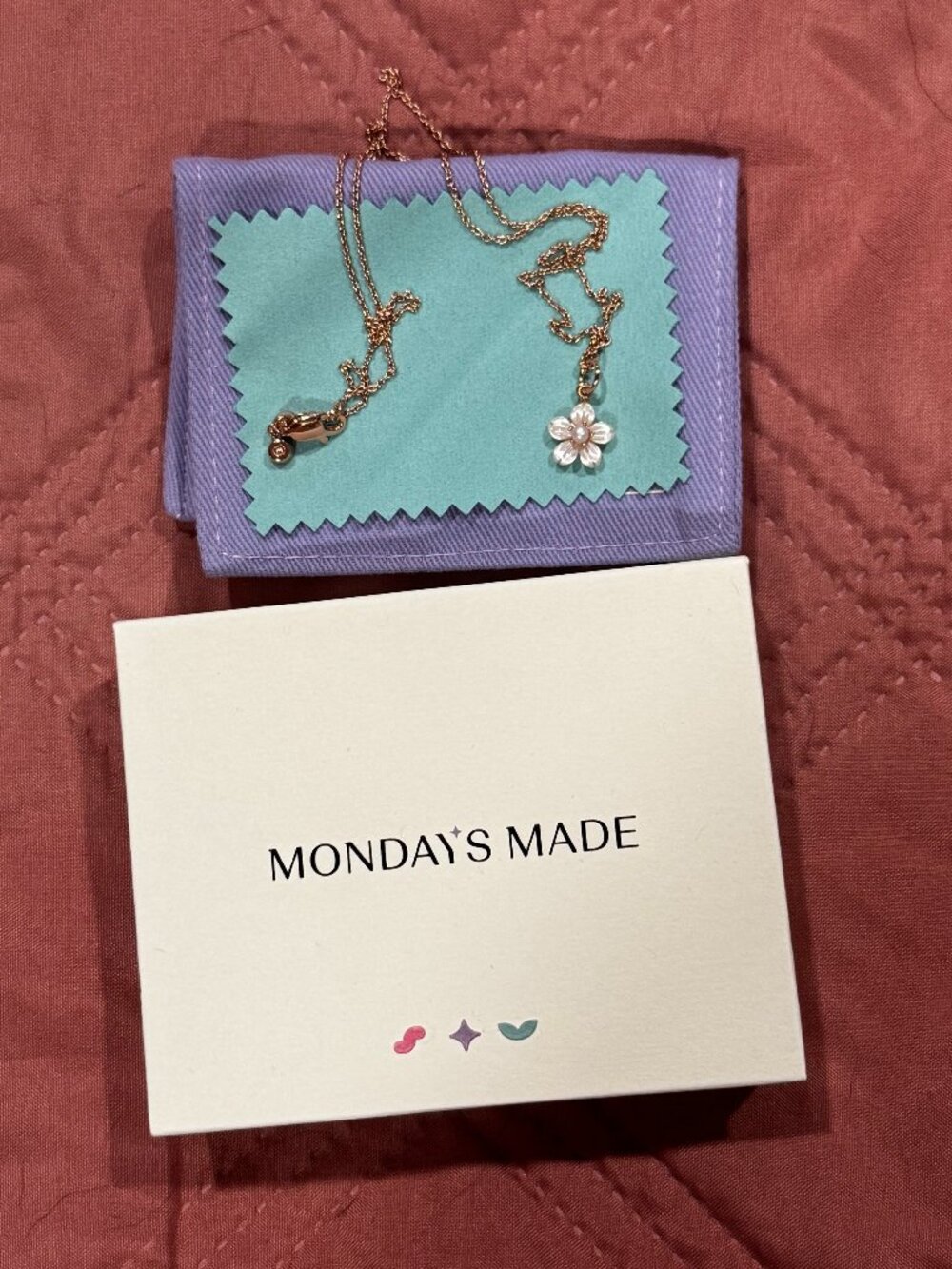Carved Sakura Necklace | 18k Rose Gold Vermeil w/ Mother of Pearl New Sealed Box